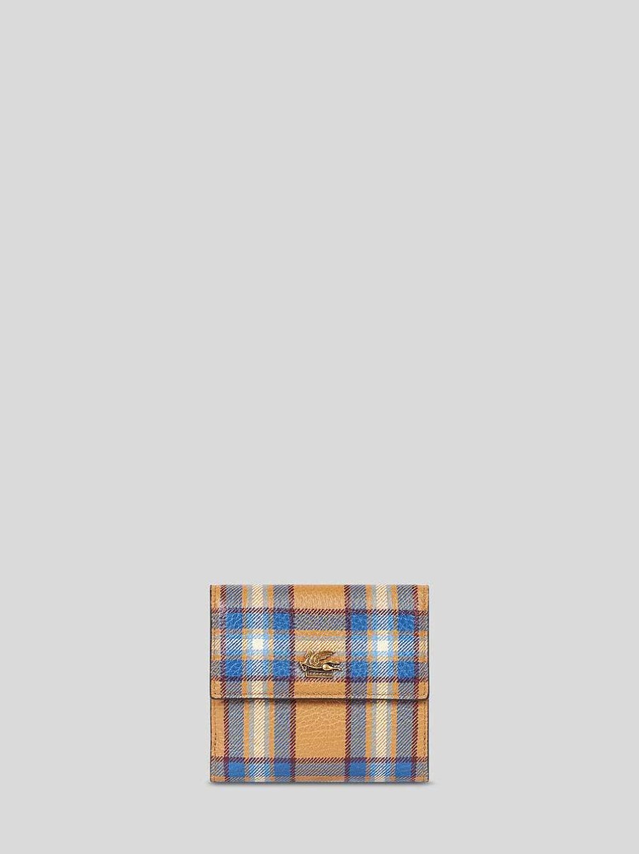 ETRO Tartan-Geldborse Beige Geldborsen Und Kreditkartenetui