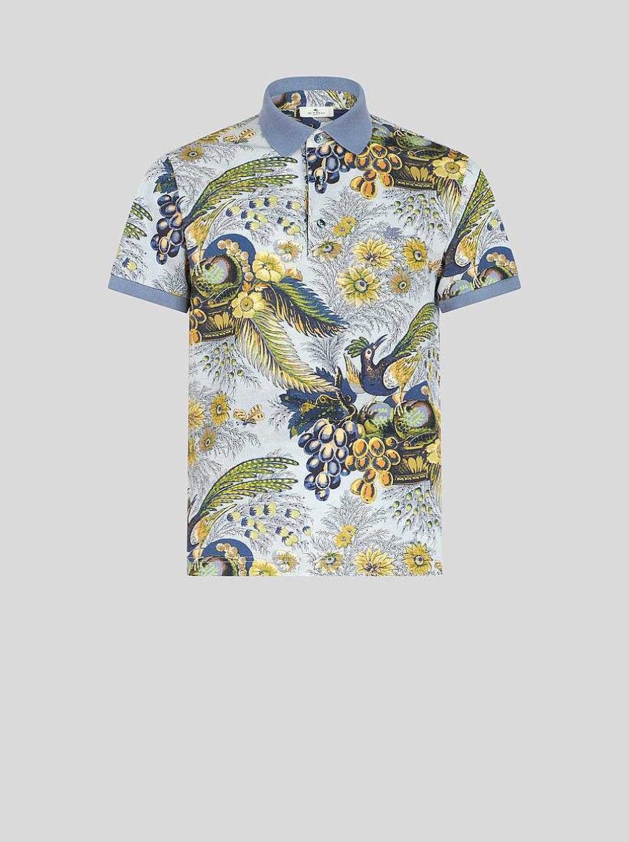 ETRO Poloshirt Mit Blumendruck Hellblau Polo-Shirts