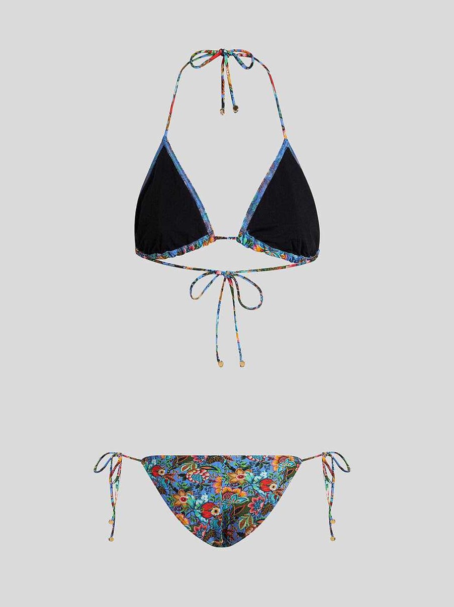 ETRO Mehrfarbiger Blumenstraus-Bikini Hellblau Strandkleidung