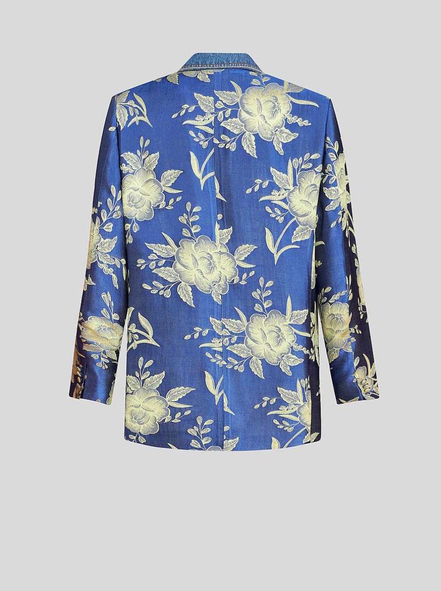 ETRO Zweireihige Jacquardjacke Hellblau Jacken