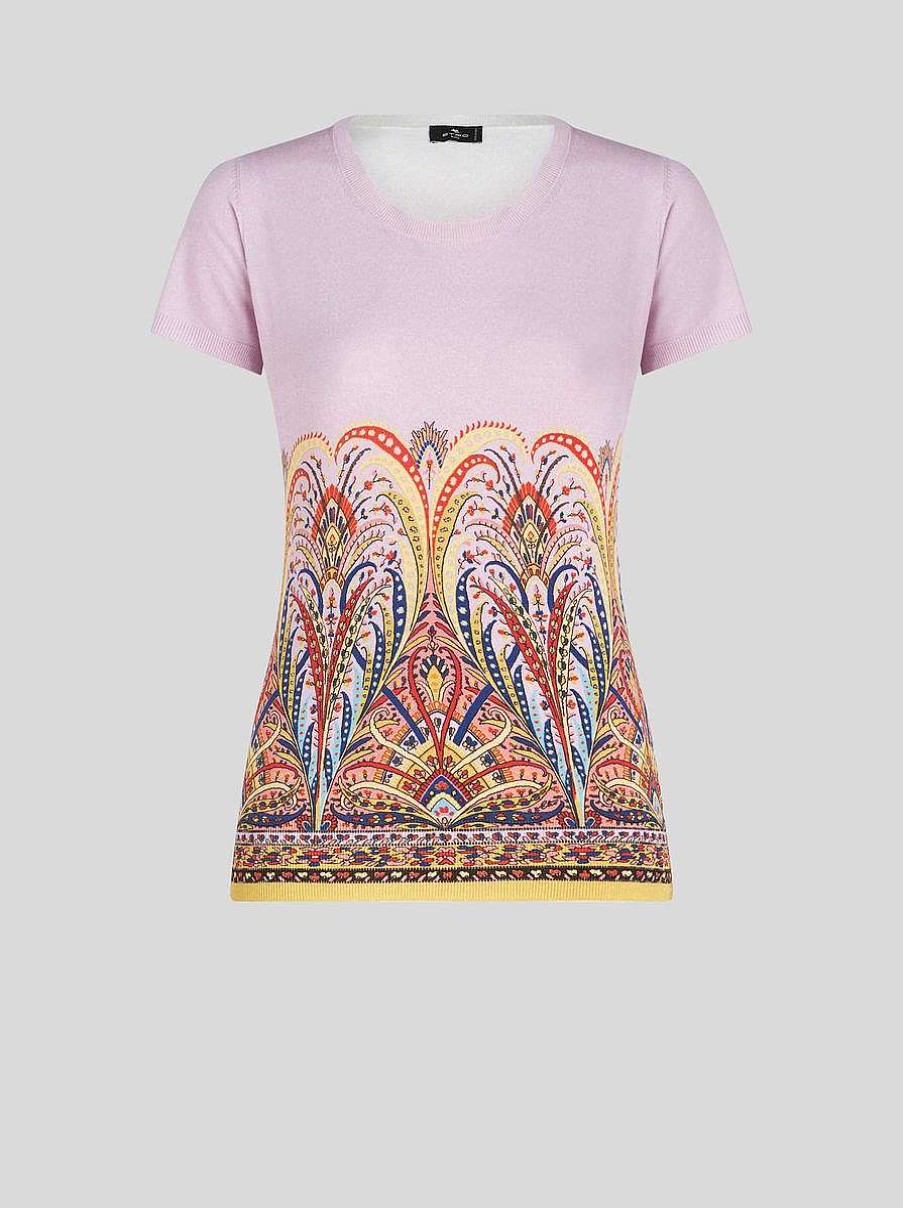 ETRO T-Shirt Mit Aufdruck Rosa Strickwaren