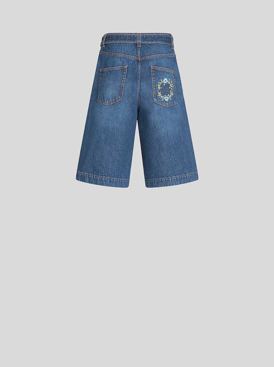 ETRO Jeans-Bermudashorts Mit Gurtel Navy Blau Denim