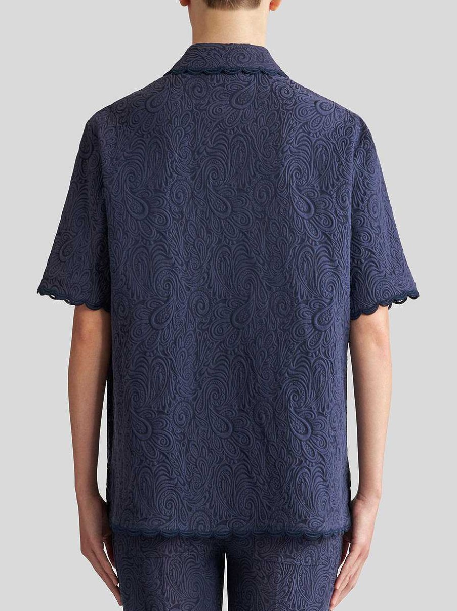 ETRO Paisley-Jacquardhemd Navy Blau Hemden Und Blusen