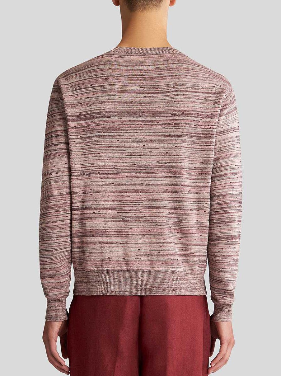 ETRO Gestreifter Pullover Aus Seide Und Baumwolle Rosa Strickwaren