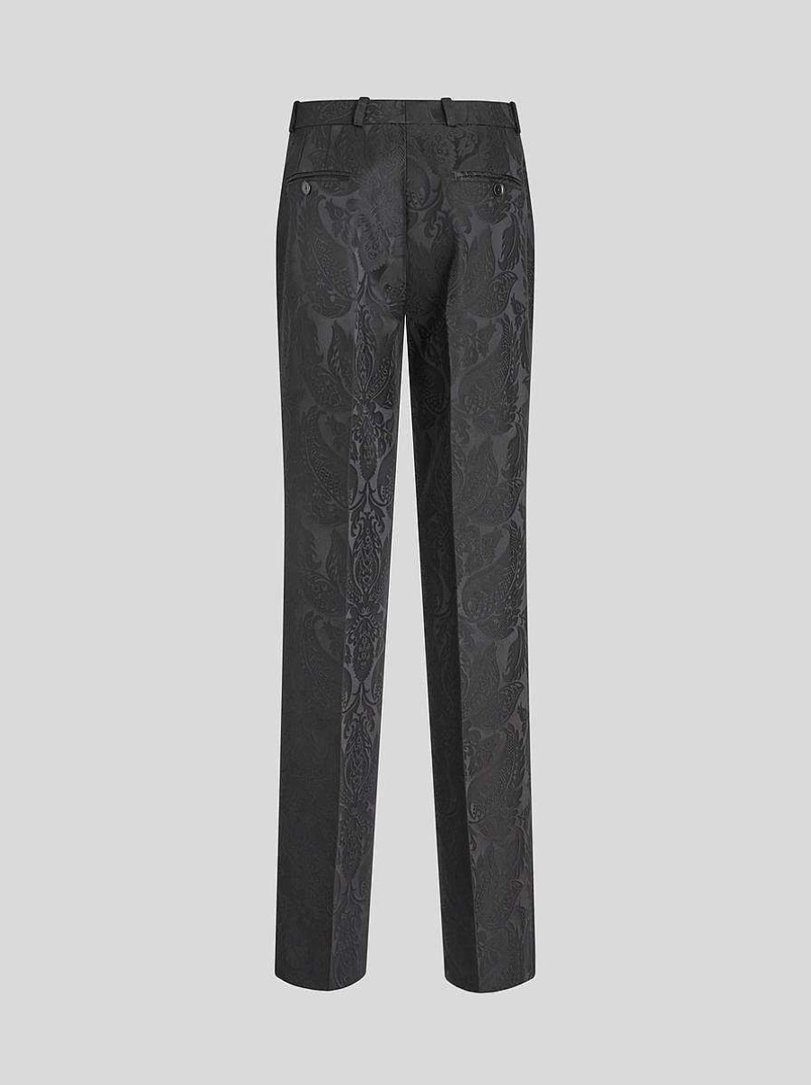 ETRO Hose Aus Floralem Jacquard Schwarz Hose