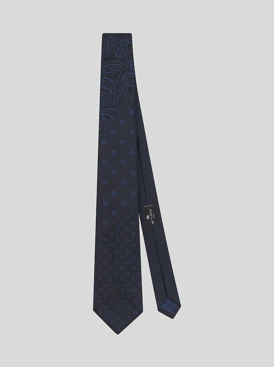 ETRO Seidenkrawatte Mit Paisley-Motiven Navy Blau Krawatten Und Einstecktucher