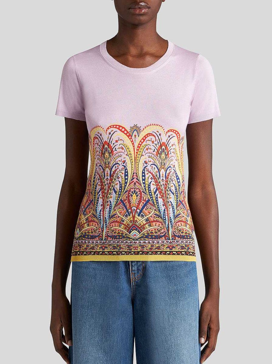 ETRO T-Shirt Mit Aufdruck Rosa Strickwaren