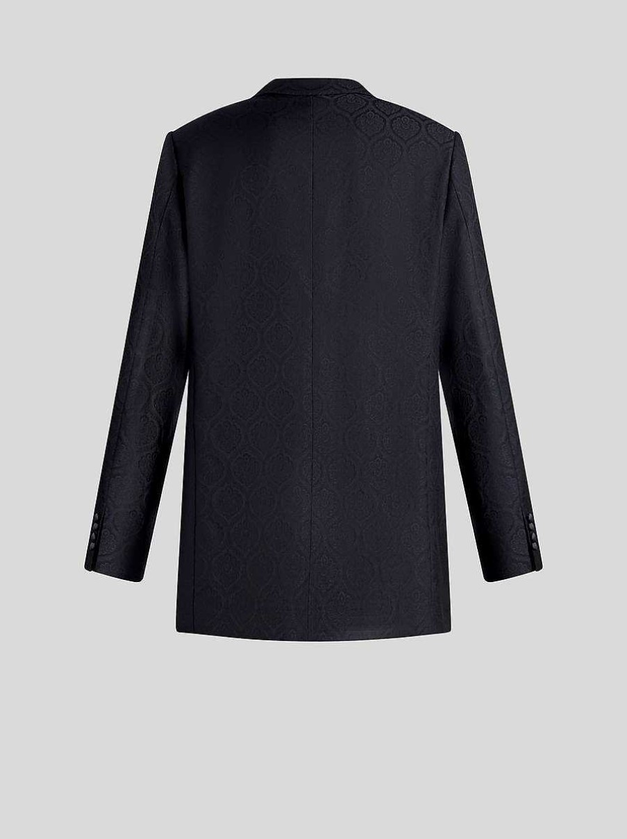 ETRO Zweireihige Jacquardjacke Navy Blau Jacken