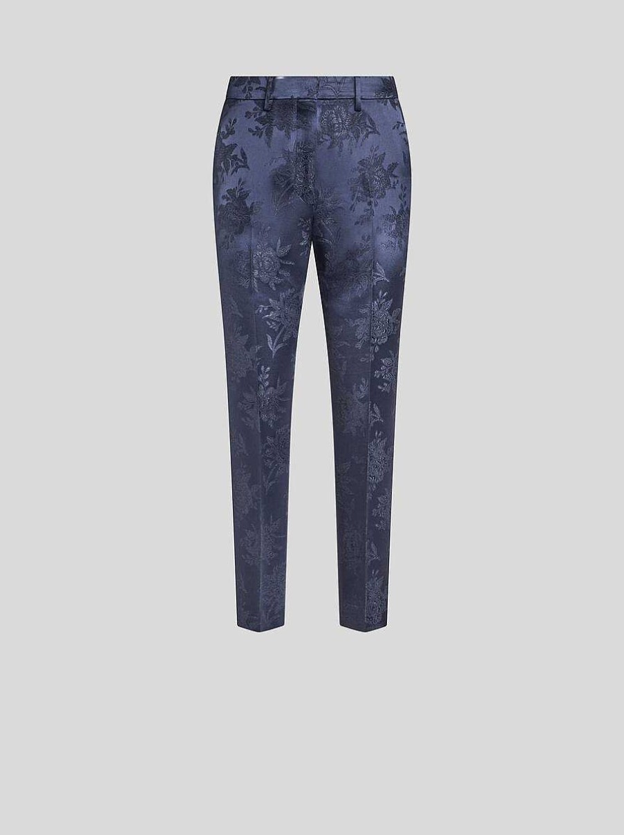 ETRO Jacquard-Hose Navy Blau Hose