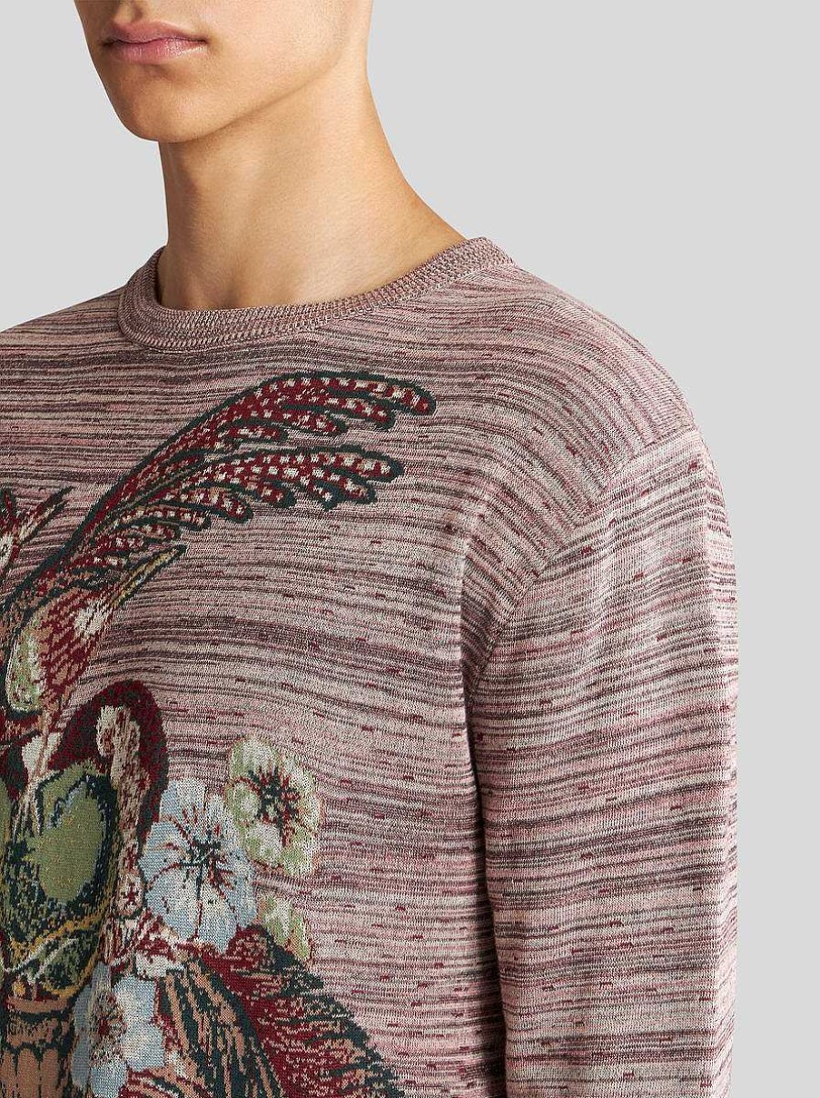 ETRO Gestreifter Pullover Aus Seide Und Baumwolle Rosa Strickwaren