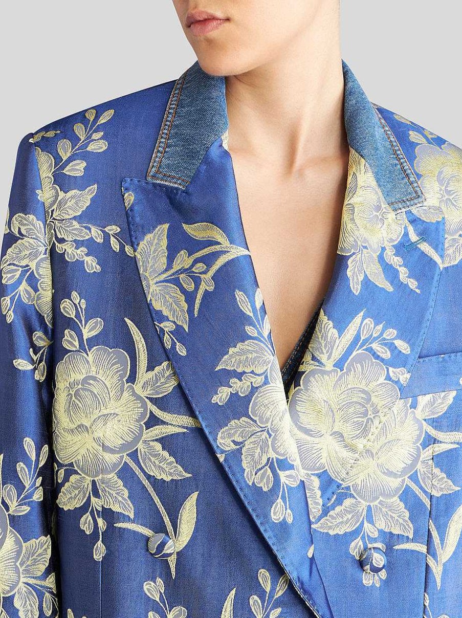 ETRO Zweireihige Jacquardjacke Hellblau Jacken