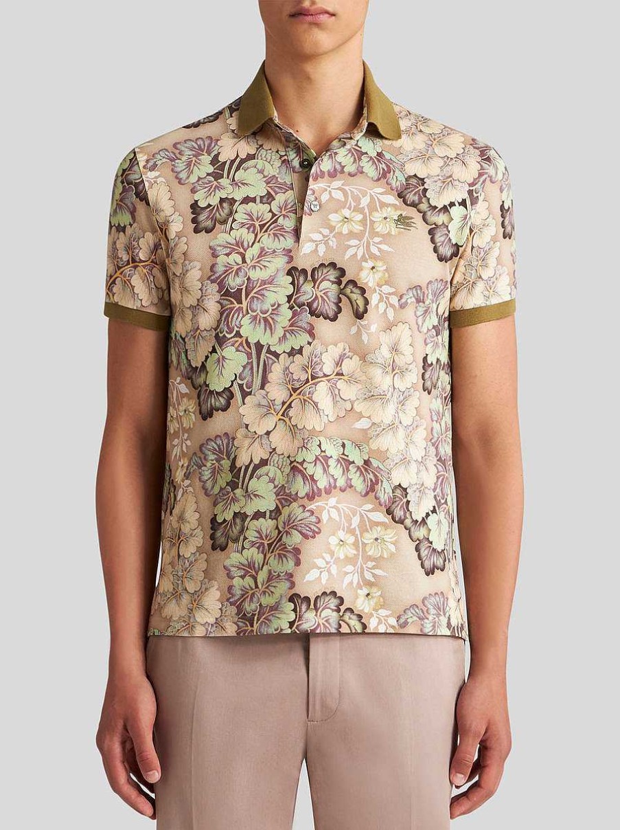 ETRO Poloshirt Mit Blatterdruck Beige Polo-Shirts