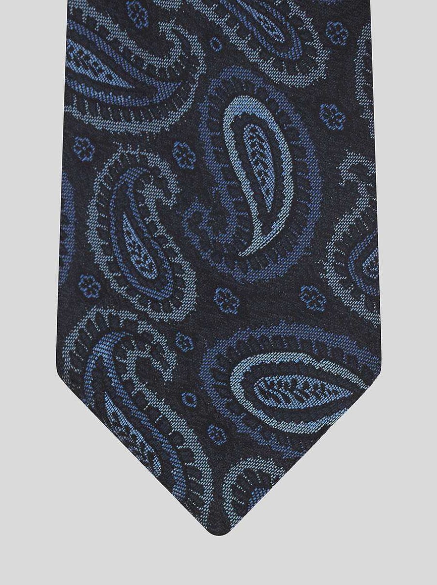 ETRO Paisley-Seidenkrawatte Navy Blau Krawatten Und Einstecktucher