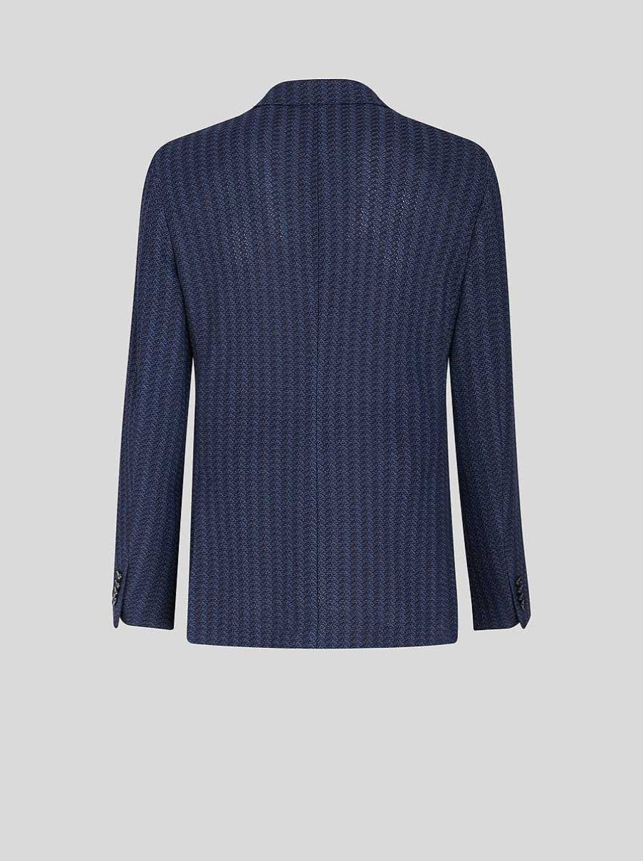 ETRO Jacquard-Gestreifter Blazer Hellblau Jacken