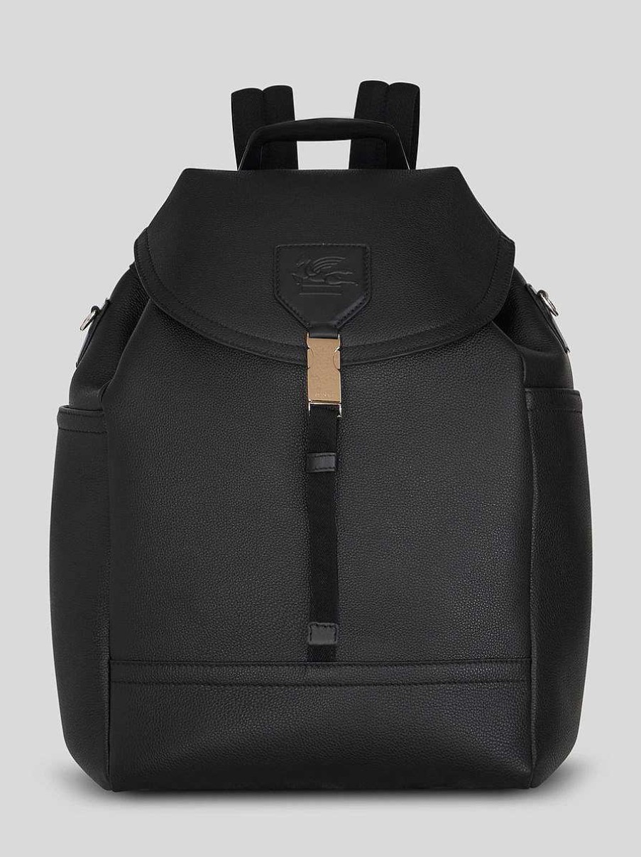 ETRO Groser Lederrucksack Schwarz Rucksacke Und Gurteltaschen