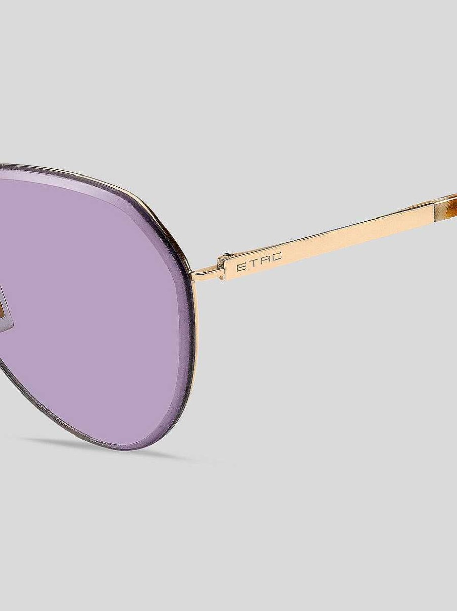 ETRO Luxus-Sonnenbrille Aus Metall Rosa Sonnenbrille