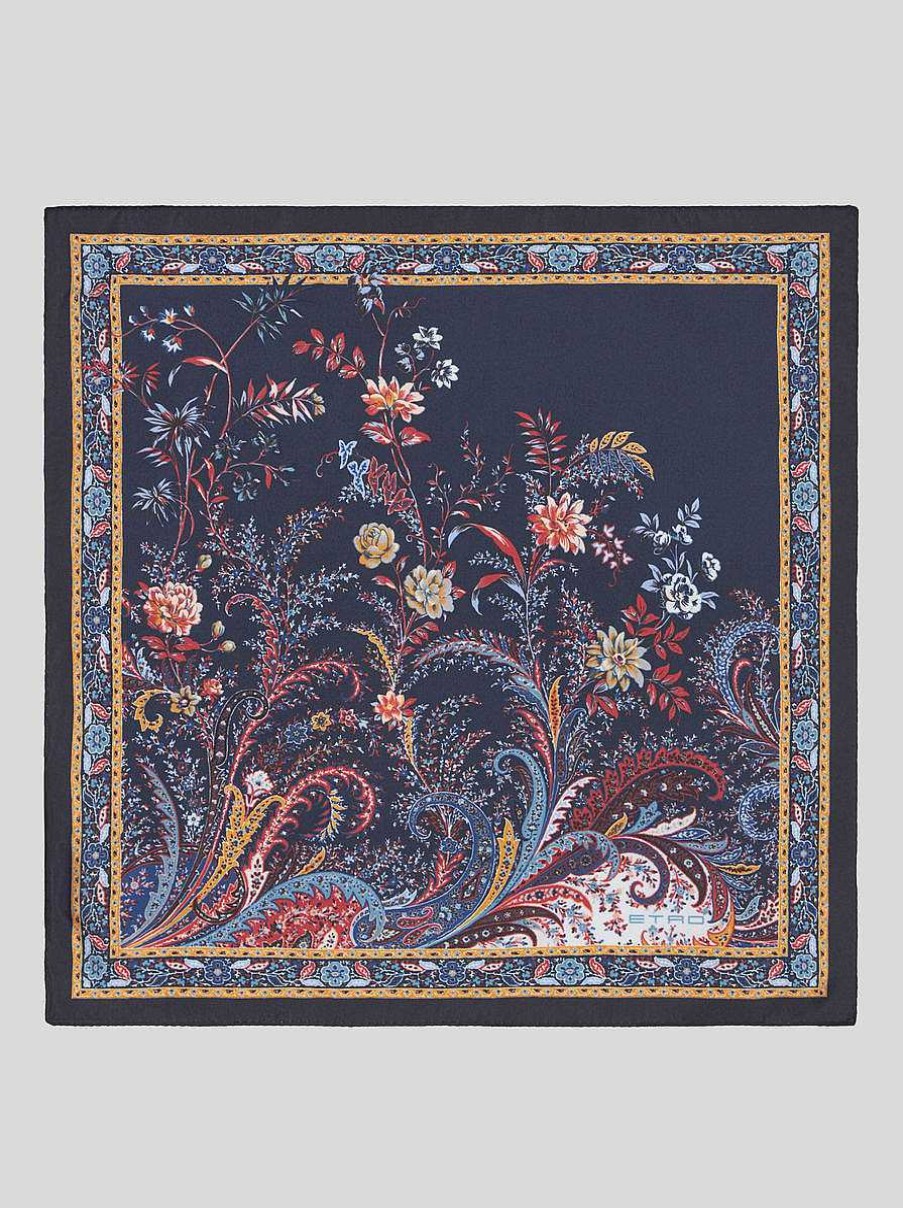 ETRO Einstecktuch Mit Floralem Paisleymuster Navy Blau Krawatten Und Einstecktucher