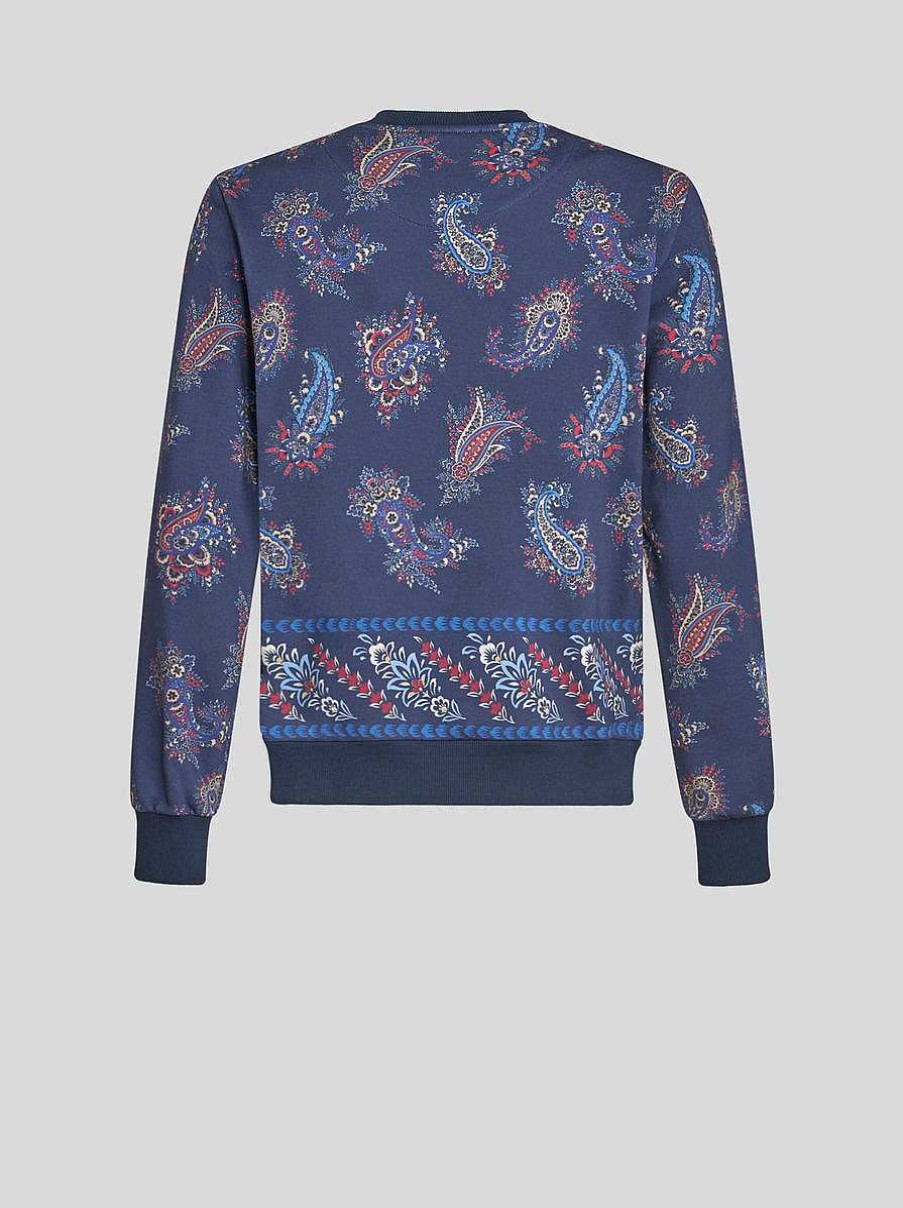 ETRO Paisley-Sweatshirt Navy Blau Sweatshirts