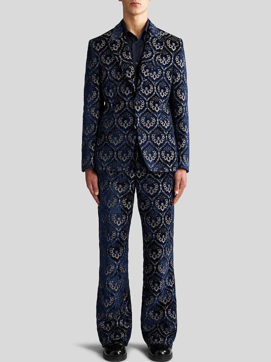 ETRO Jacke Aus Samt-Jacquard Navy Blau Jacken