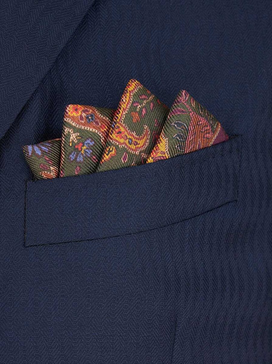 ETRO Einstecktuch Mit Floralem Paisleymuster Navy Blau Krawatten Und Einstecktucher