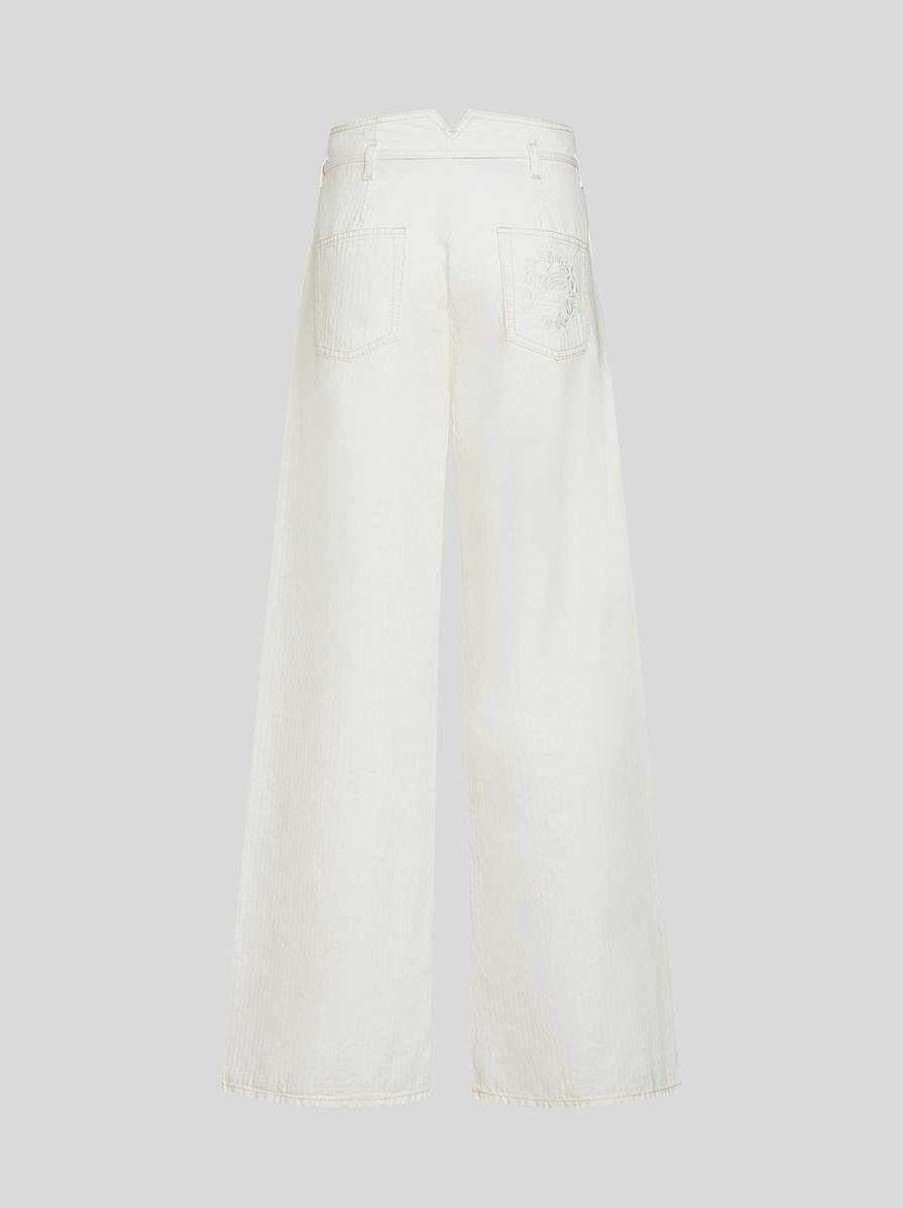 ETRO Culotte-Jeans Mit Gurtel Weis Denim