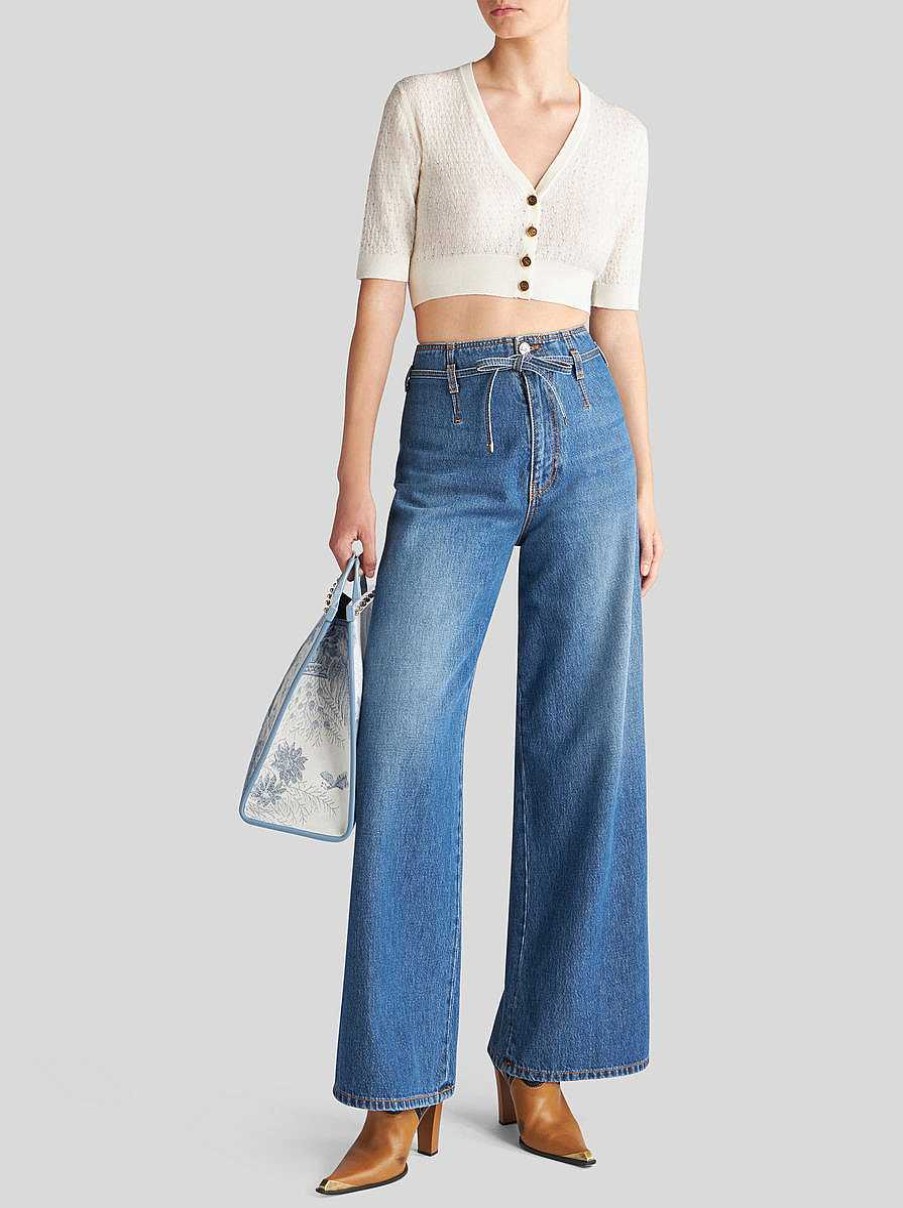 ETRO Culotte-Jeans Mit Gurtel Navy Blau Denim