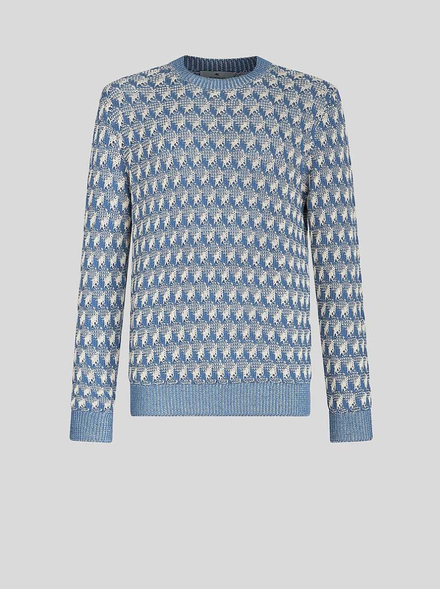 ETRO Jacquard-Pullover Hellblau Strickwaren