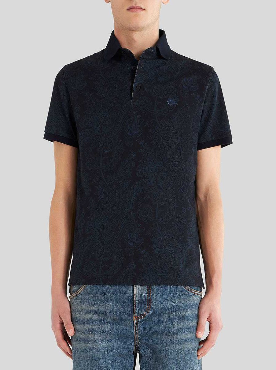 ETRO Poloshirt Aus Paisley-Baumwolle Schwarz Polo-Shirts