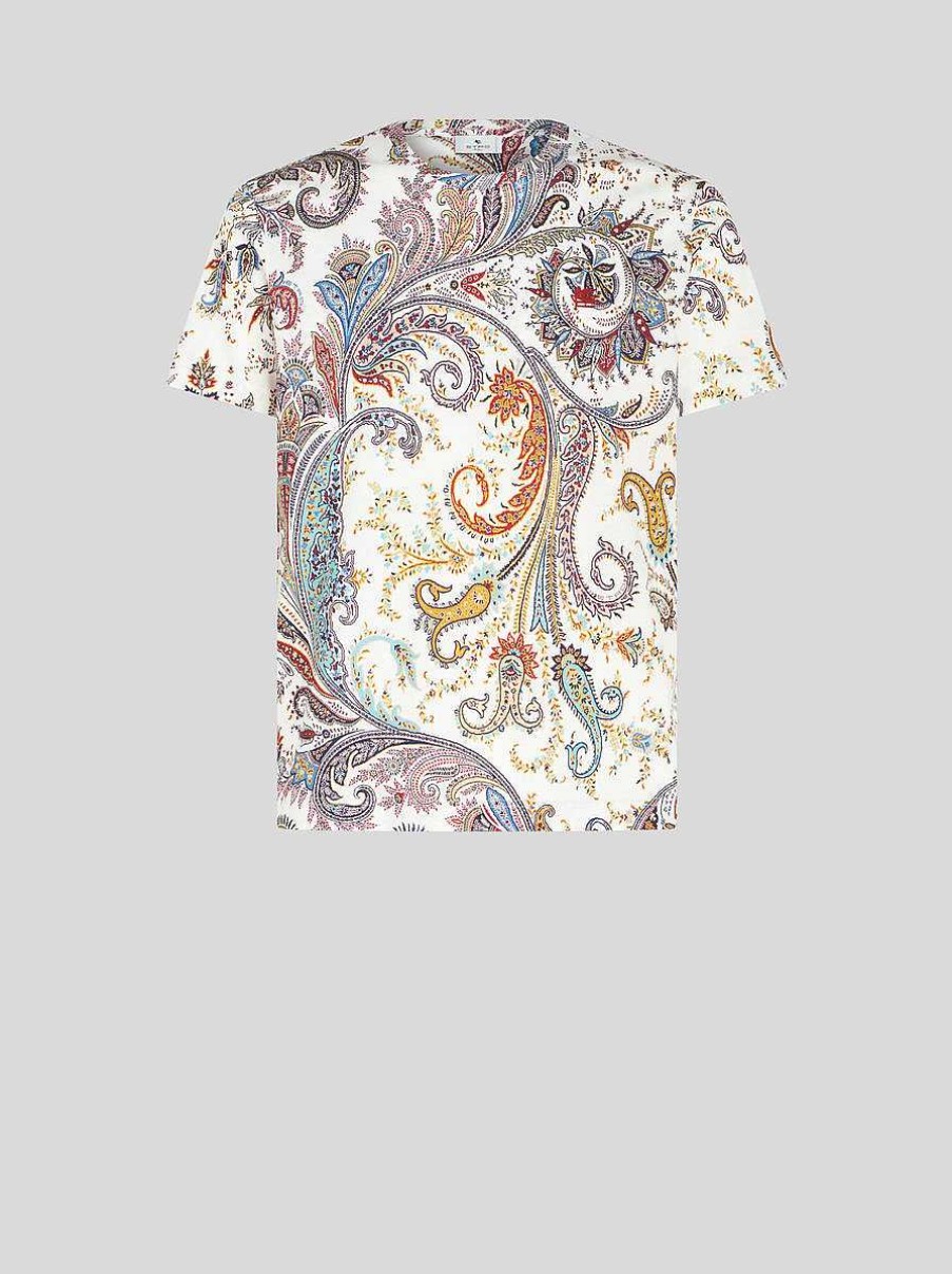 ETRO T-Shirt Mit Paisley-Print Und Logo Hellblau T-Shirts