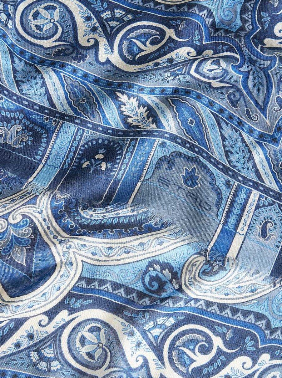 ETRO Paisley-Schal Aus Kaschmirmischung Navy Blau Schals