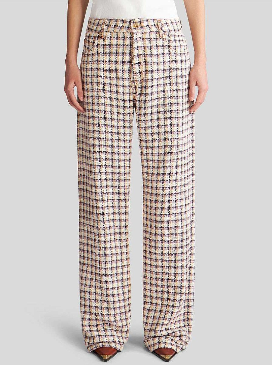 ETRO Karierte Jacquard-Hose Beige Hose