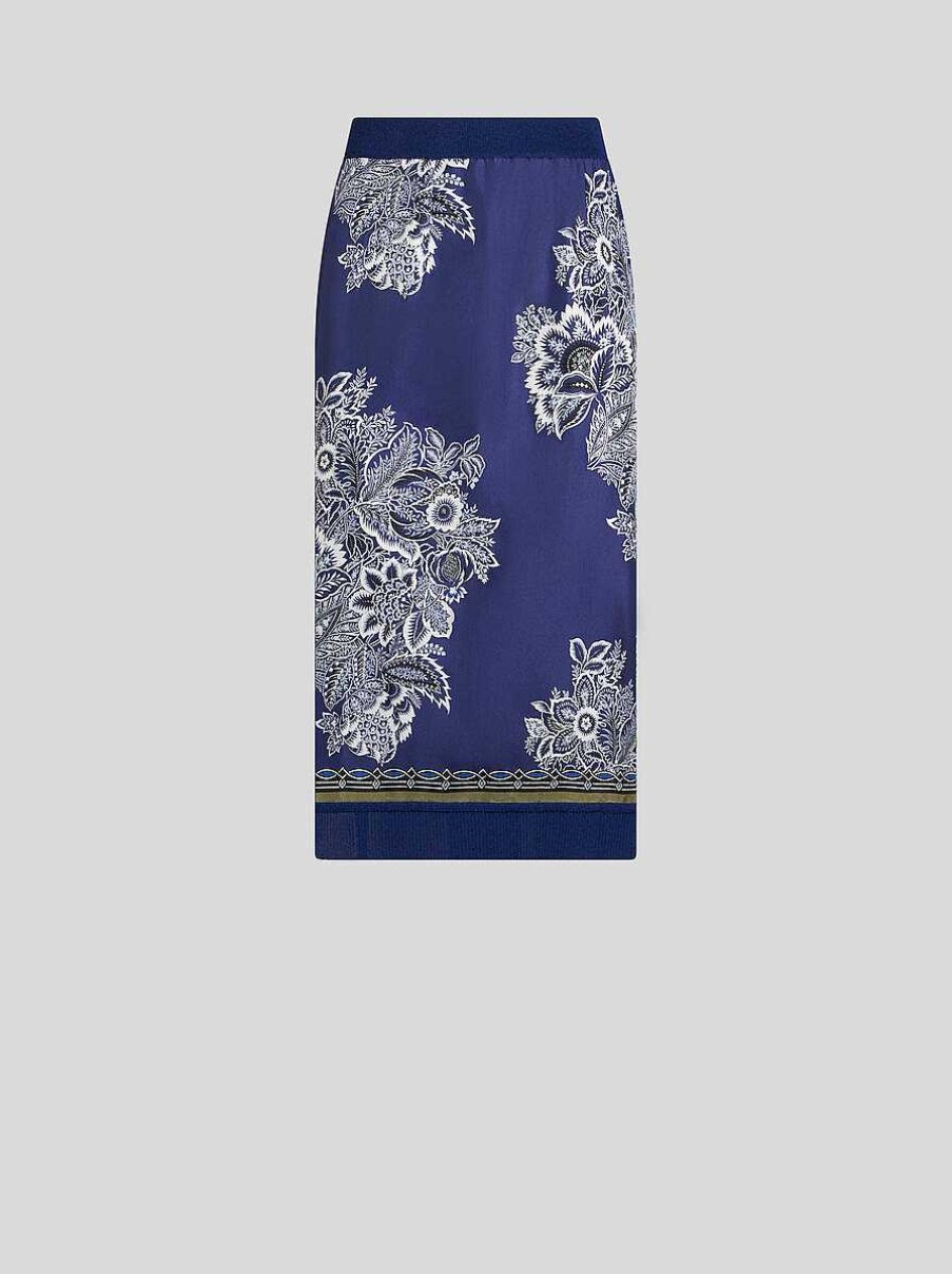 ETRO Bedruckter Strick-Midirock Navy Blau Die Rocke