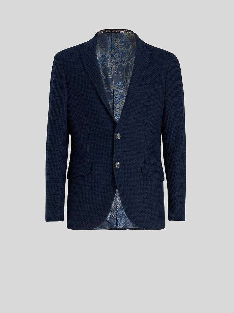 ETRO Jacke Aus Gestricktem Jersey Navy Blau Jacken