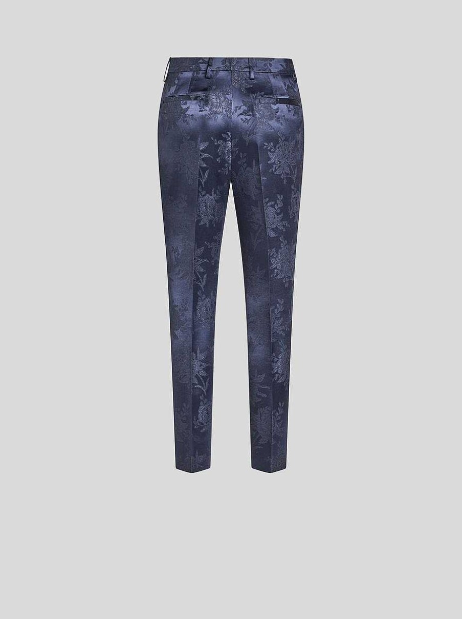 ETRO Jacquard-Hose Navy Blau Hose