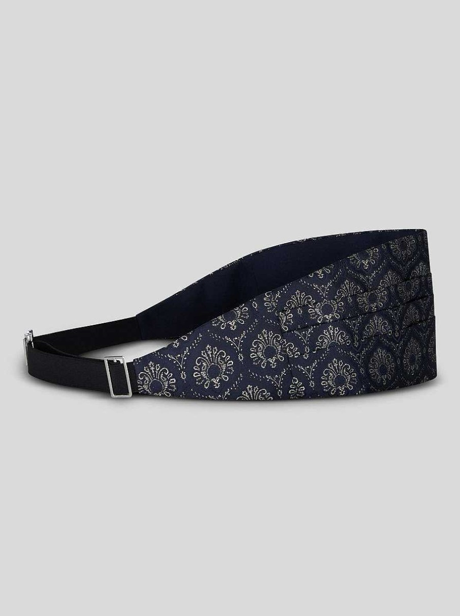 ETRO Jacquard-Kummerbund Navy Blau Krawatten Und Einstecktucher