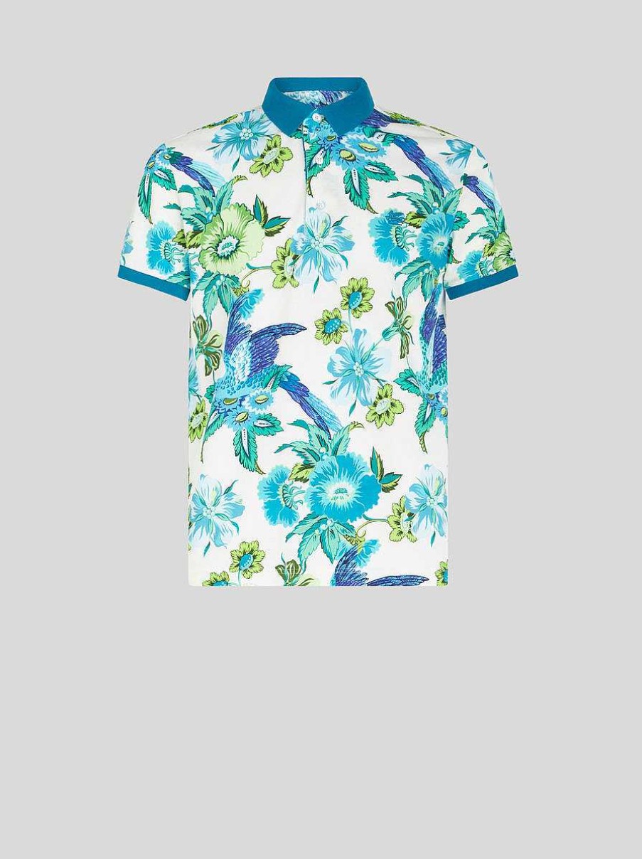 ETRO Poloshirt Mit Blumendruck Hellblau Polo-Shirts