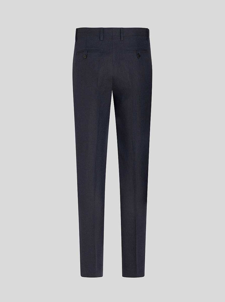 ETRO Leinenhose Navy Blau Hose