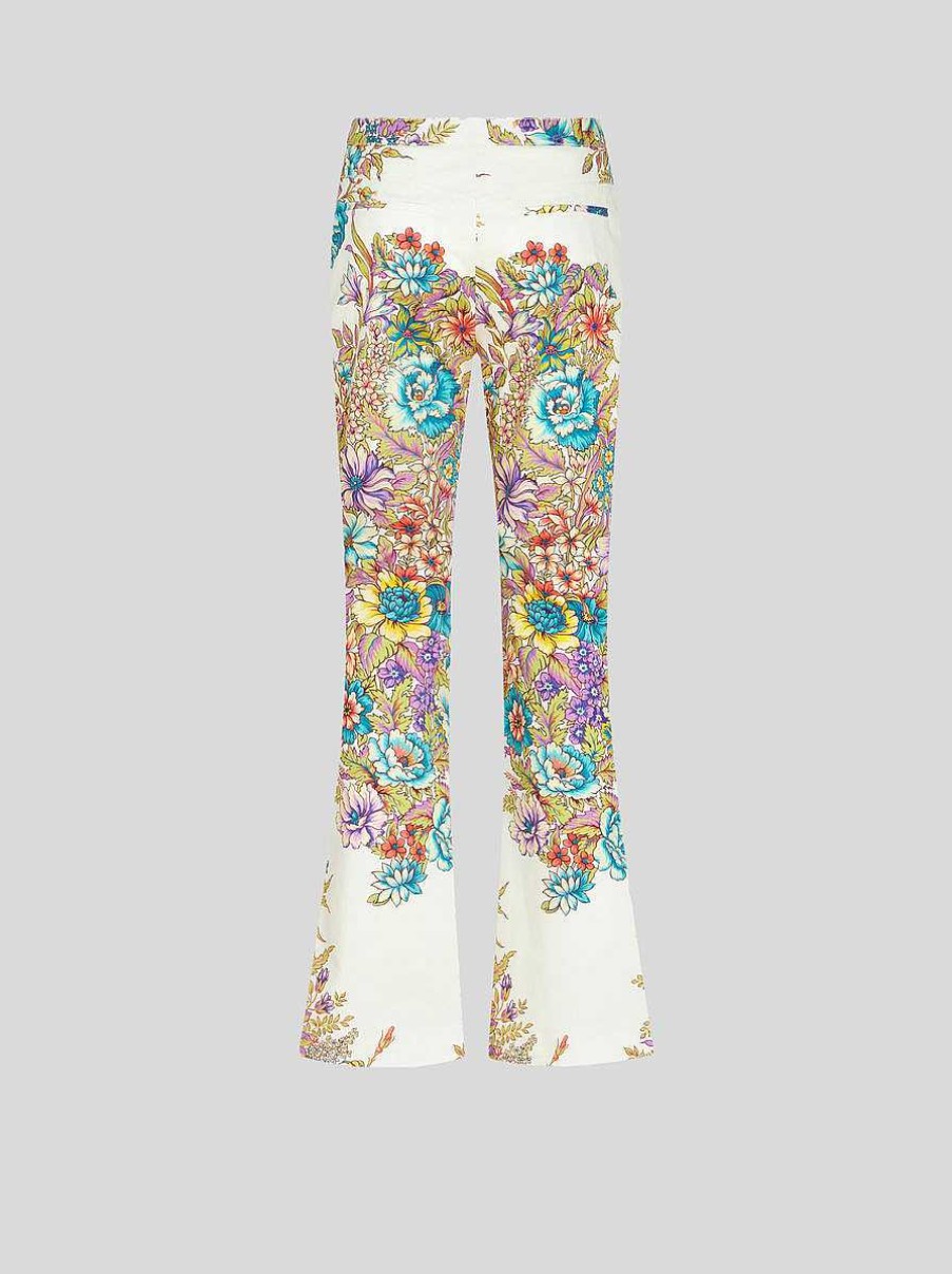 ETRO Hose Mit Mehrfarbigem Blumenstraus-Print Weis Hose