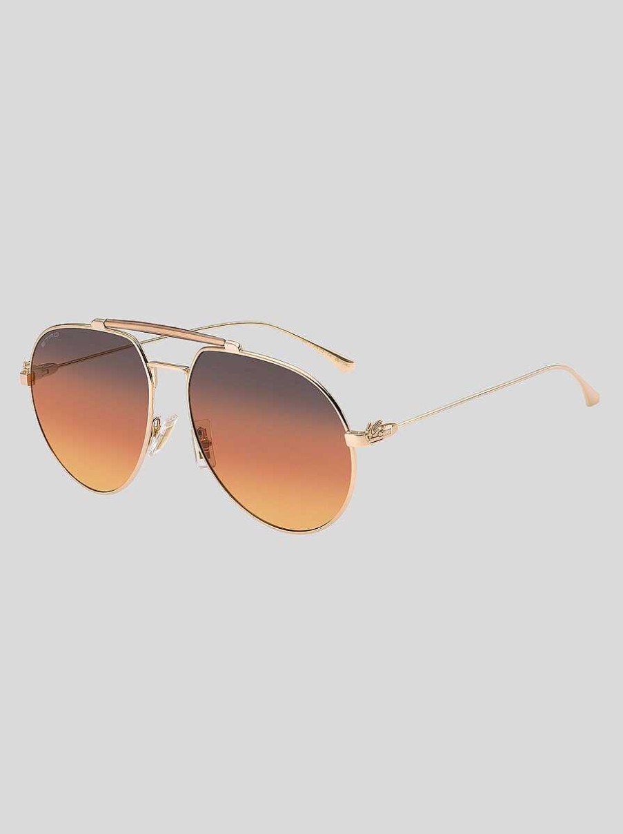 ETRO Pegaso-Sonnenbrille Aus Metall Rosa Sonnenbrille