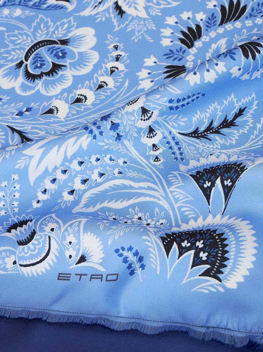 ETRO Bedruckter Twill-Schal Hellblau Schals Und Seide