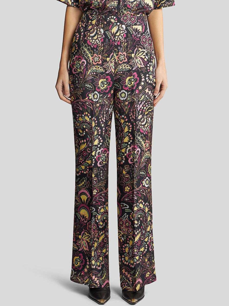 ETRO Bedruckte Twill-Hose Schwarz Hose