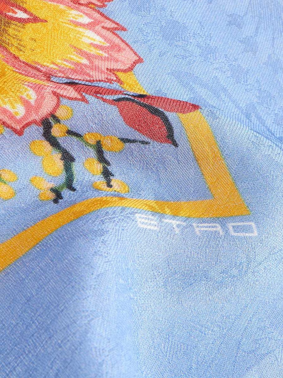 ETRO Bedruckter Jacquard-Schal Hellblau Schals Und Seide