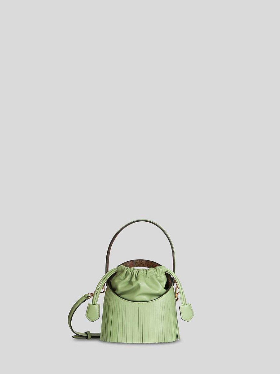 ETRO Mini-Saturno-Tasche Mit Fransen Grun Beuteltaschen