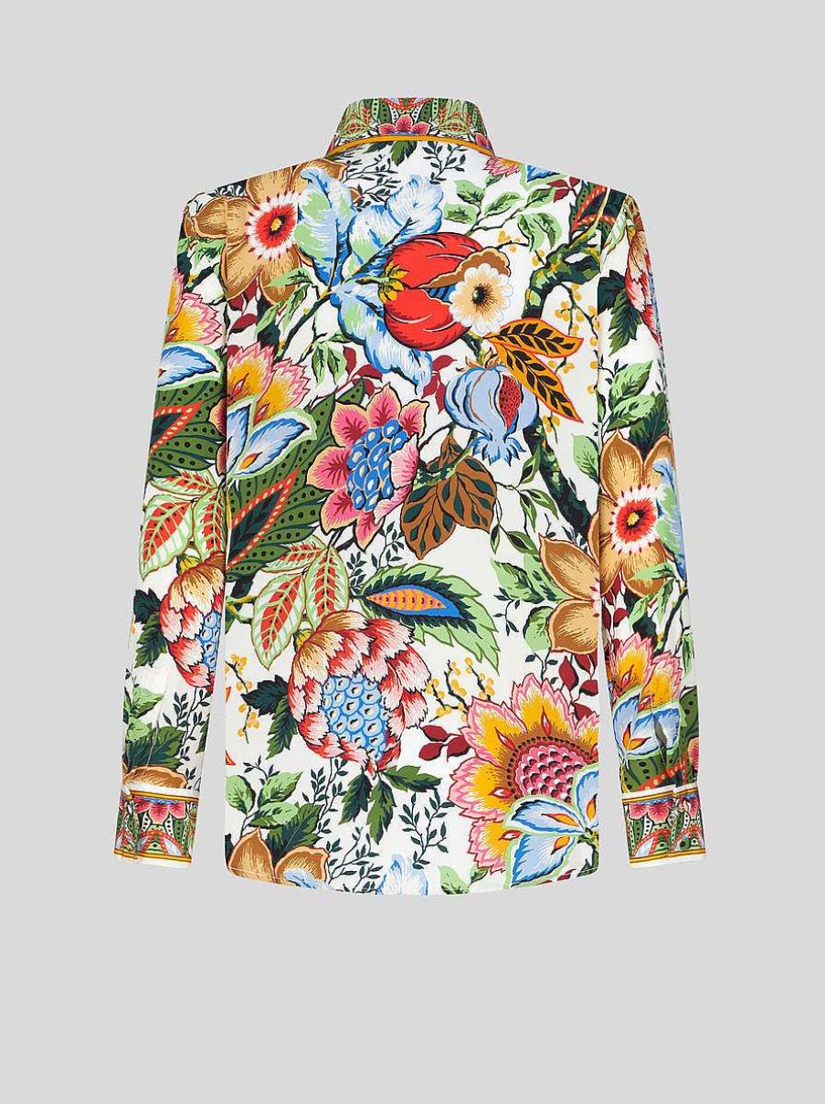 ETRO Hemd Aus Crepe De Chine Mit Blumenstraus-Print Mehrfarben Hemden Und Blusen