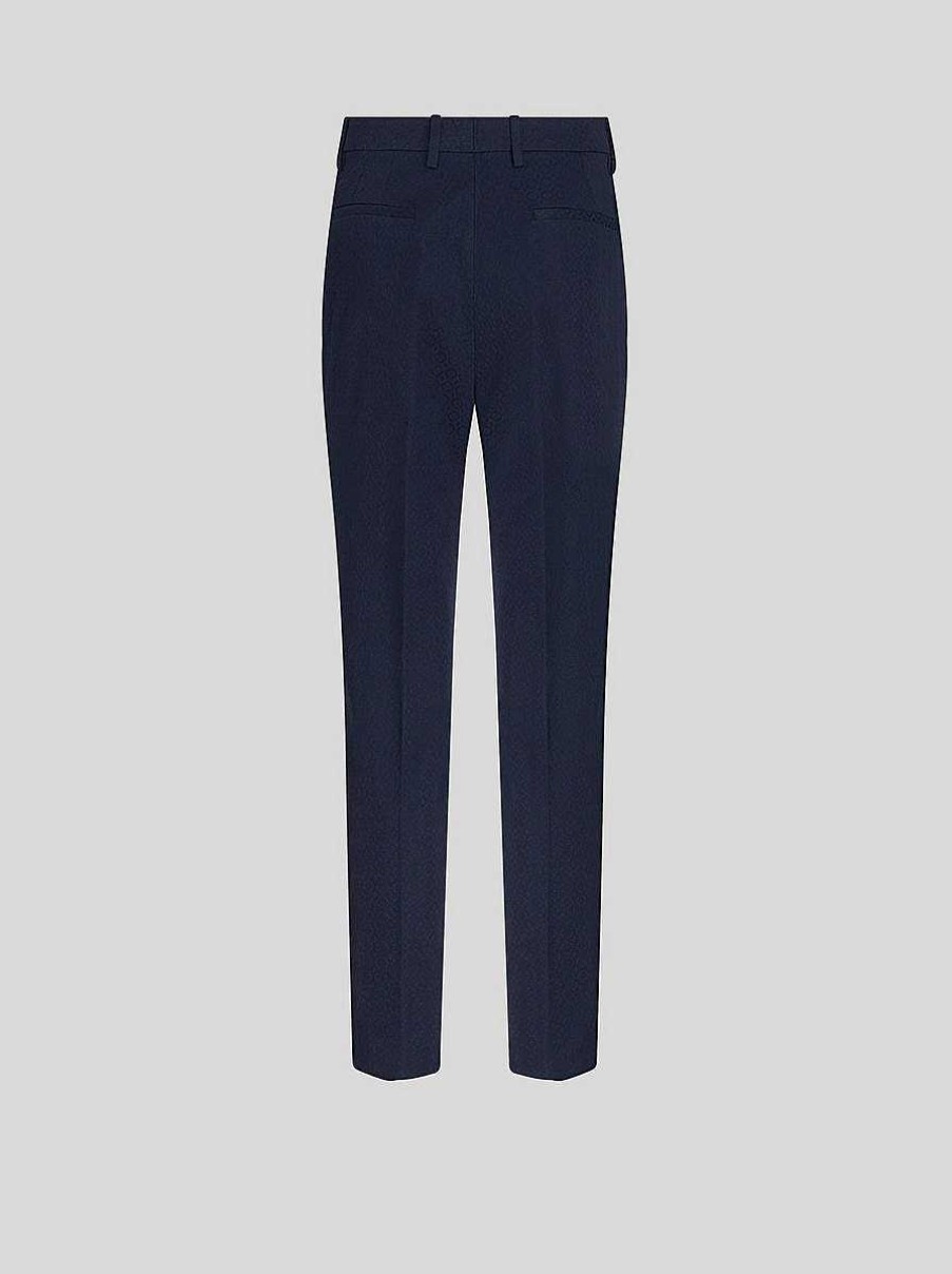 ETRO Baumwollhose Mit Hoher Taille Navy Blau Hose