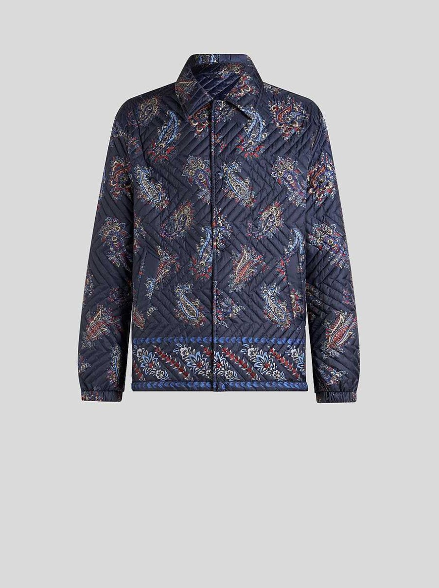 ETRO Steppjacke Mit Paisley-Print Navy Blau Mantel Und Oberbekleidung