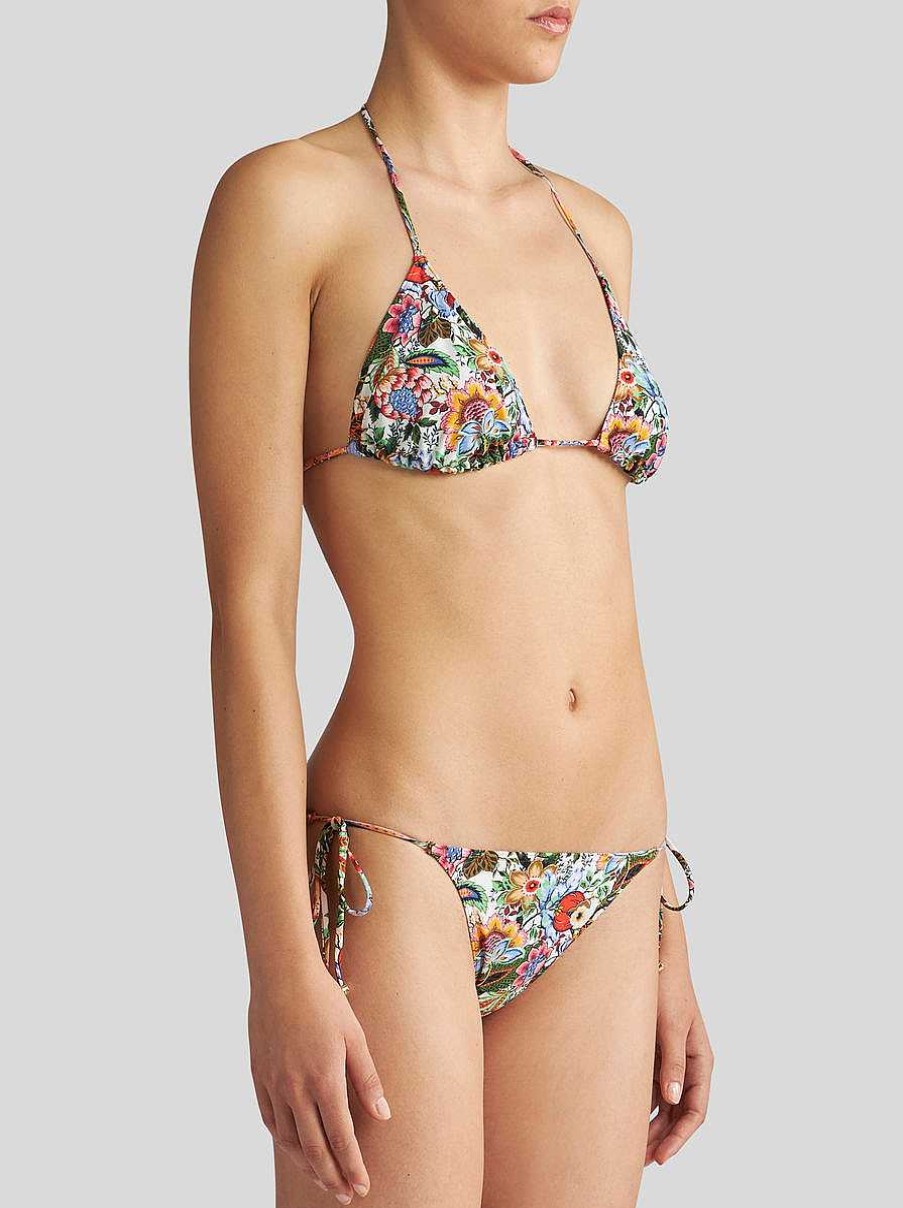 ETRO Mehrfarbiger Blumenstraus-Bikini Hellblau Strandkleidung