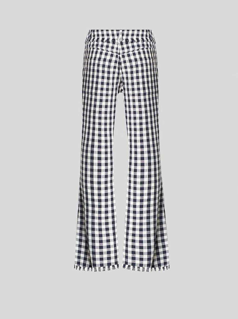 ETRO Slim-Fit-Gingham-Hose Navy Blau Hose