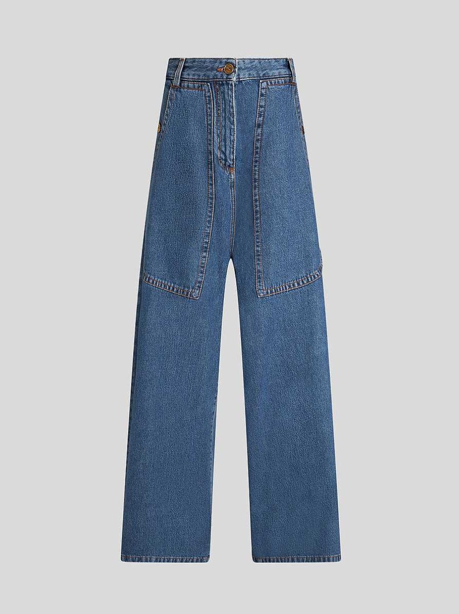 ETRO Jeans Mit Weitem Bein Hellblau Denim