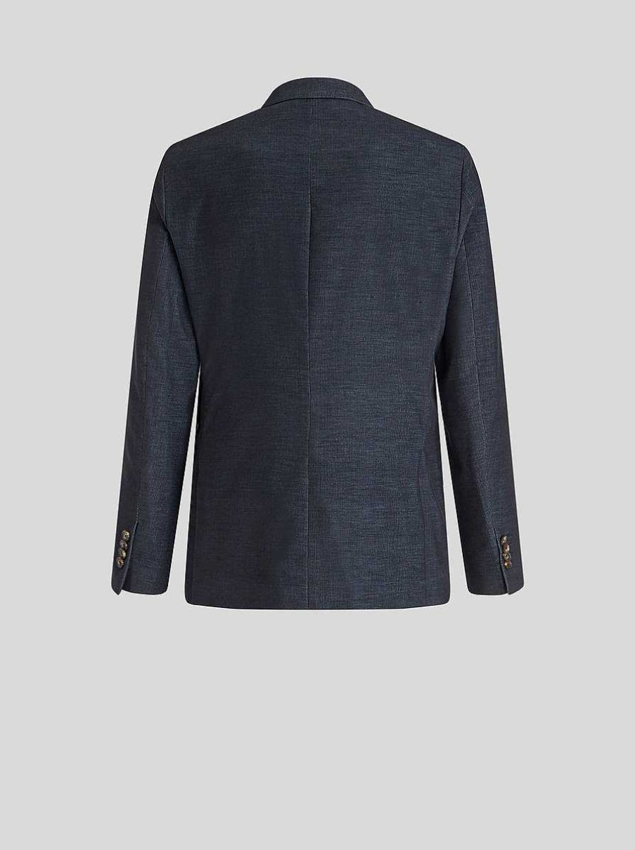 ETRO Jacke Aus Geripptem Samt Navy Blau Jacken